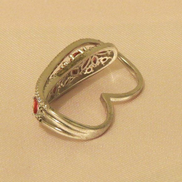 *925 Sterling Silver Diamond Ruby Ring Double fingers - Picture 3 of 3